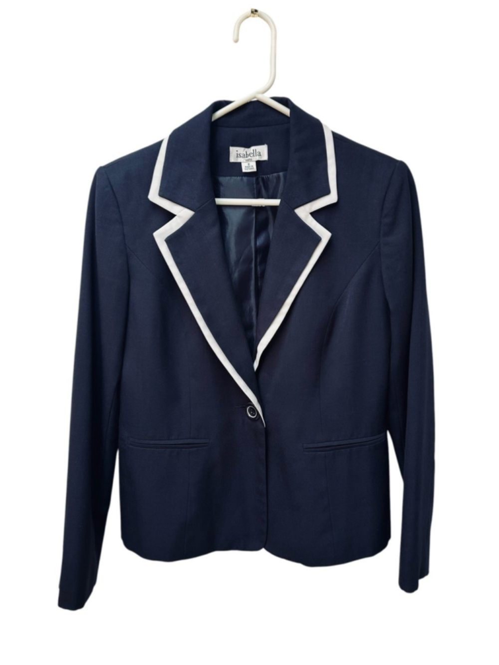 Isabella Suits 1-Button Lined Blazer Jacket Womens 8 Blue Single-Breasted Notch